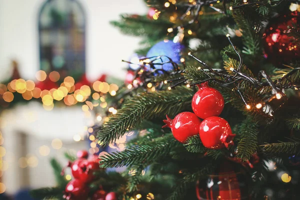 Natal Dan Tahun Baru Pohon Dan Dekorasi — Stok Foto