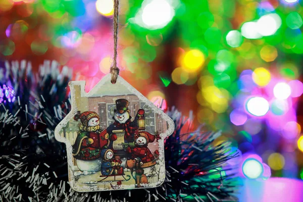 Christmas New Year Decorations Lights Rain Toys — Stock Photo, Image