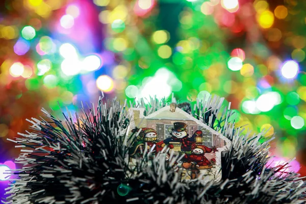 Christmas New Year Decorations Lights Rain Toys — Stock Photo, Image