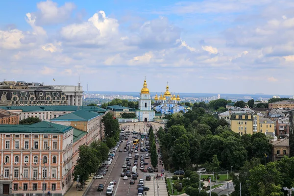 Hermosa Majestuosa Catedral San Mijáilovski Centro Kiev Capital Ucrania — Foto de Stock