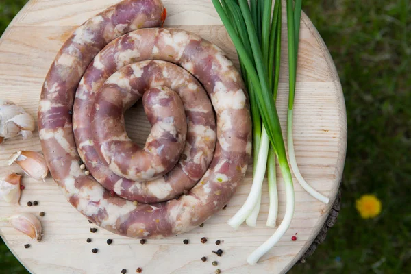 Yemek Için Lezzetli Sulu Lezzetli Yapımı Sosis Ham — Stok fotoğraf