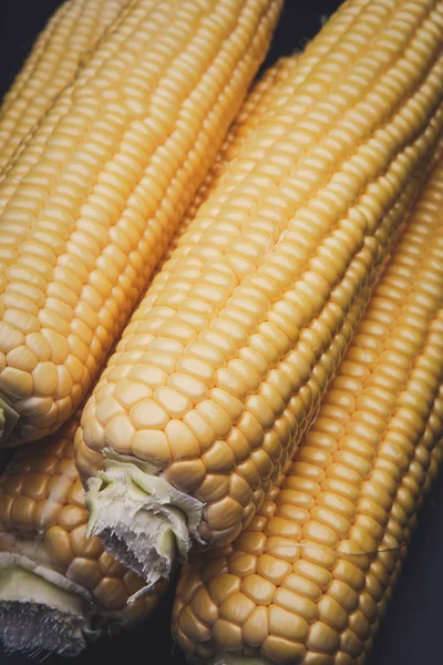Surowe Kieszenie Kukurydzy Ciemnym Tle — Zdjęcie stockowe