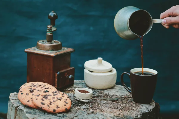 Горячий Кофе Печеньем Студии — стоковое фото