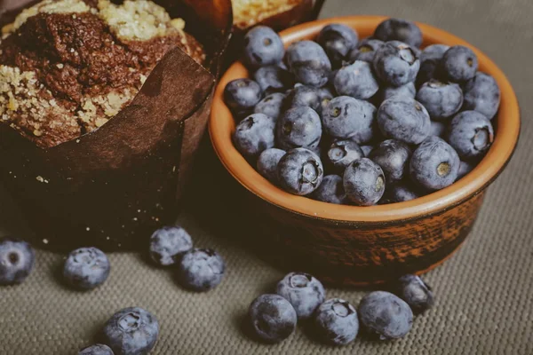 Delicious Airy Muffins Blueberry Berries — Stock Photo, Image