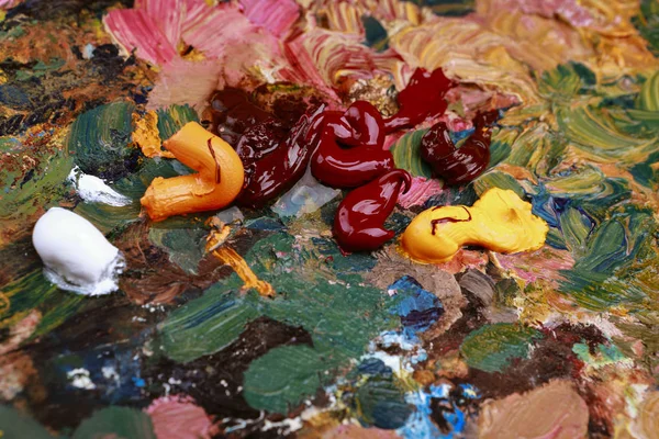 palette with oil paints for painting