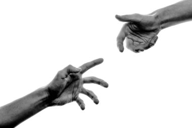 Beyaz arka planda bir adamın elleri