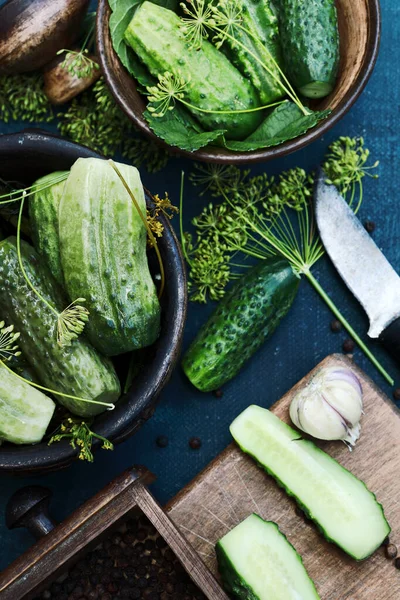 Deliciosos Pepinos Conserva Frescos — Fotografia de Stock