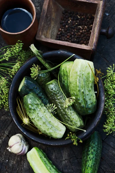 Deliciosos Pepinos Conserva Frescos — Fotografia de Stock