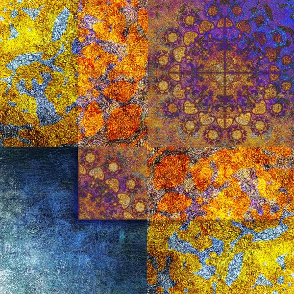 Motivo Floral Mosaico Habby Ouro Fundo — Fotografia de Stock