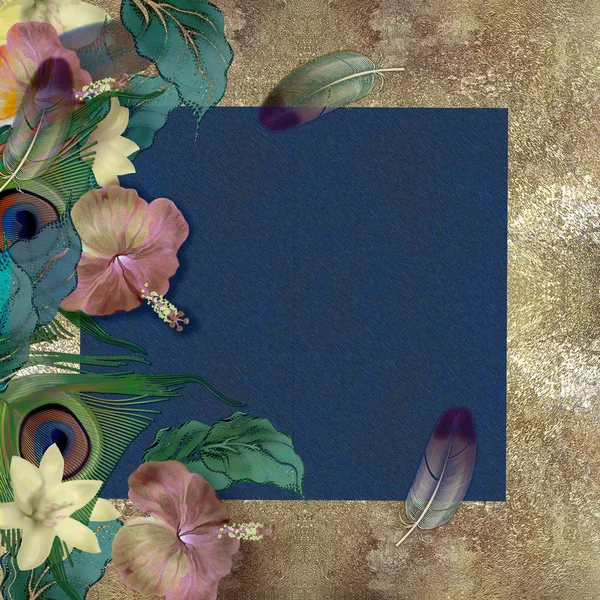 背景框热带花卉 — 图库照片