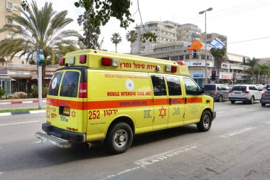 Ra 'Anana, Israil-Mart 2019: David ambulans Red Star, mobil yoğun bakım ünitesi Magen Amerikan arkadaşları tarafından bağış David adom.