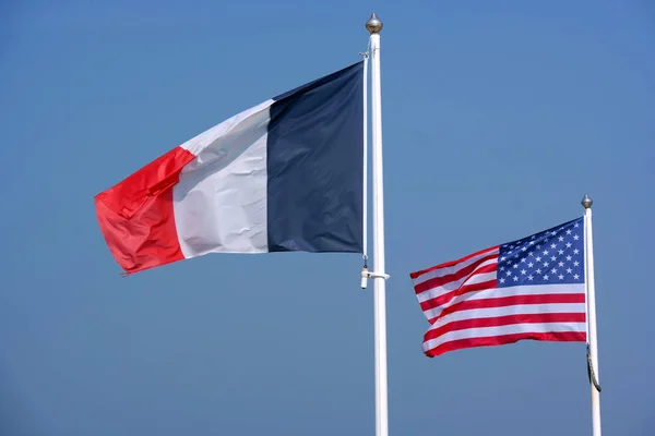 United States America France Waving Flag Wwii Memorial Site Normandy — Stock Photo, Image