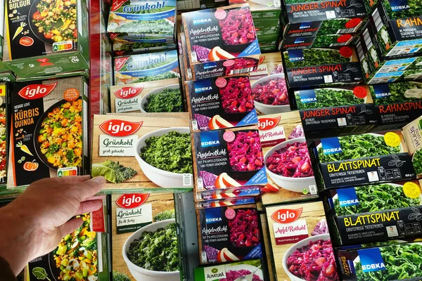 Germania Settembre 2020 Verdure Surgelate Del Marchio Edeka Iglo Congelatore — Foto Stock