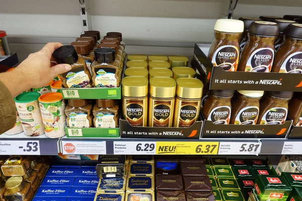 Germany September 2020 Instant Coffee Products Lidl Discount Supermarket — Stock Photo, Image