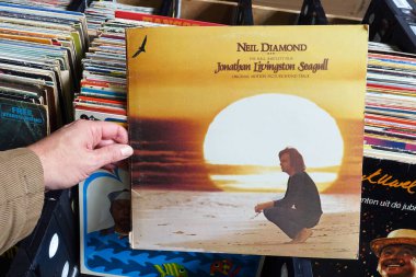 The NETHERLANDS - OCTOBER 2020: 1973 yapımı Amerikan filmi Jonathan Livingston Seagull 'un Soundtrack albümü, şarkıcı-söz yazarı Neil Diamond tarafından kaydedildi ve yapımcısı Tom Catalano.