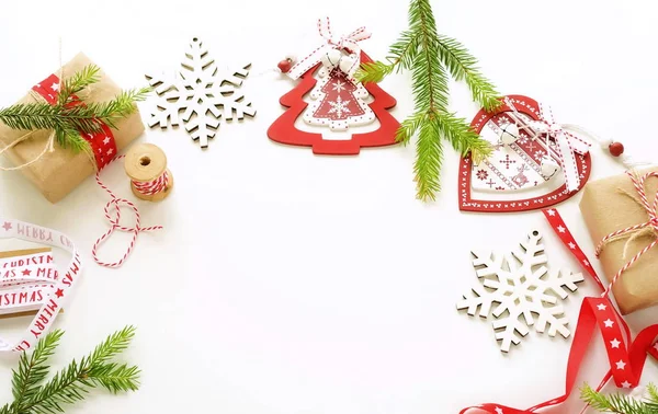 Antecedentes Natal Composição Abstrata Criativa Decorações Xmas Ramos Árvore Natal — Fotografia de Stock