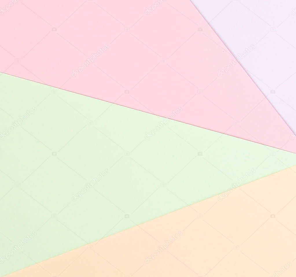 Abstract pastel colors pattern papers background. Minimal geometric fashion background. Flat lay, Top view. Copy space