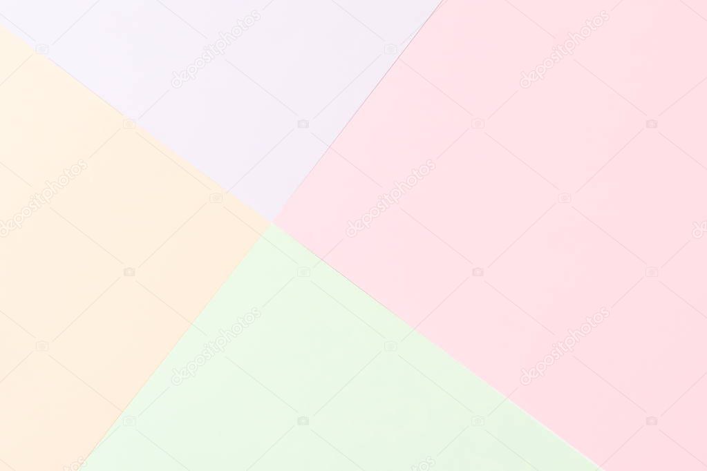 Abstract pastel colors pattern papers background. Minimal geometric fashion background. Flat lay, Top view. Copy space