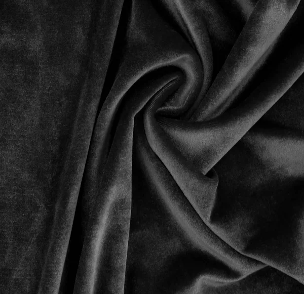 Textura Terciopelo Fondo Color Negro Lujo Caro Tela Material Espacio — Foto de Stock