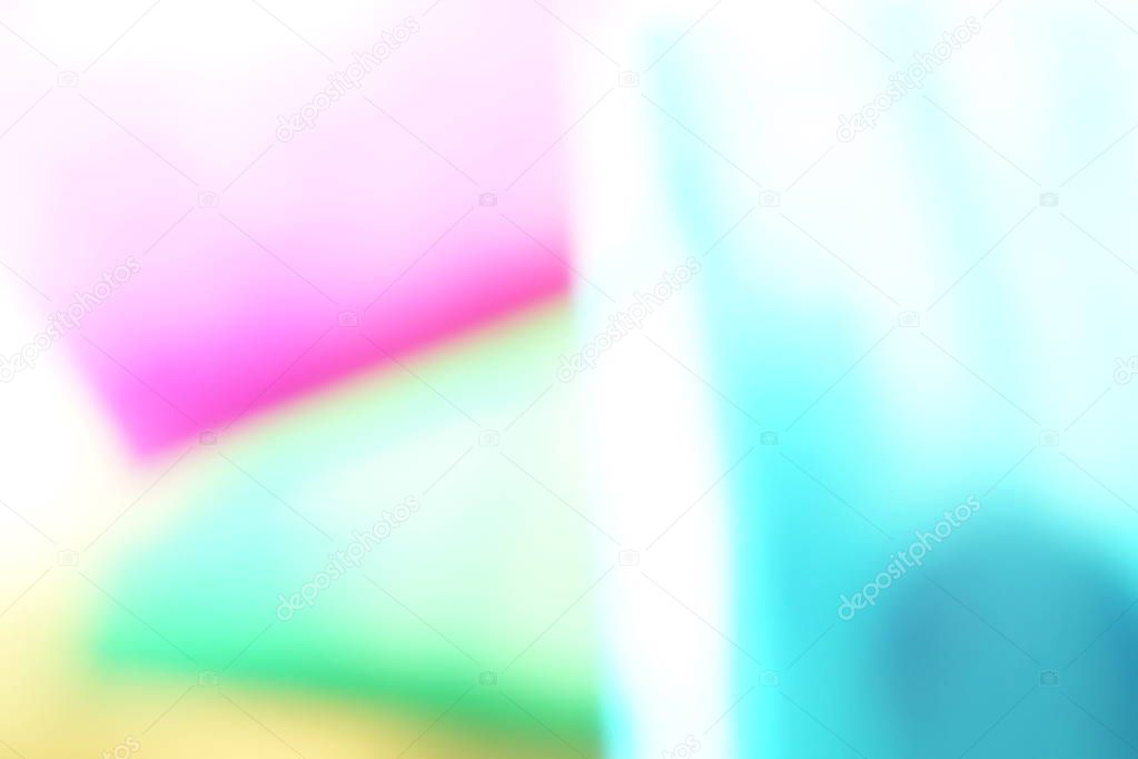 Abstract blured defocused effect geometric paper background . Neon trend fashion colors. pastel colors. Minimal concept. Flat lay, Top view. Copy space