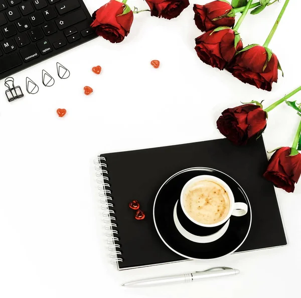 Escritorio Oficina Para Mujeres Del Día San Valentín Espacio Trabajo — Foto de Stock
