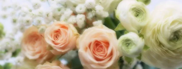 Ovanifrån Vackra Blommor Bukett Som Bakgrund — Stockfoto