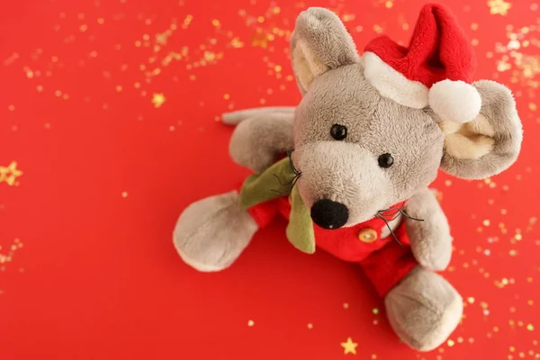 Christmas Rat Toy Symbol Chinese Happy New Year 2020 Xmas — Stock Photo, Image