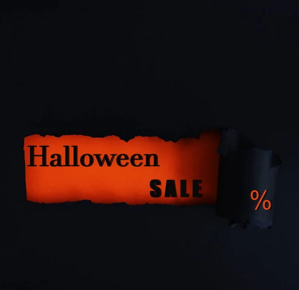Halloween Försäljning Bakgrund Banner Från Papper Abstrakt Med Slet Hål — Stockfoto