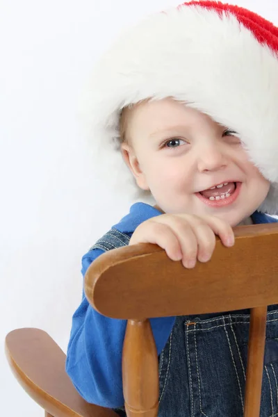 Carino Bambino Ragazzo Indossa Cappello Natale — Foto Stock