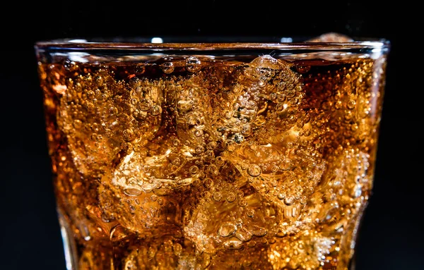 Glas Met Zachte Cola Drinken Ijs Bubles — Stockfoto