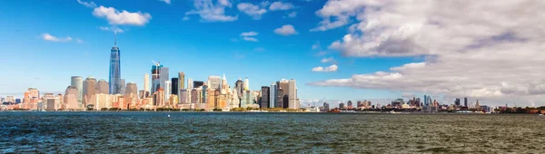 Ciudad Nueva York Skyline Tarde Torre Libertad Brooklyn Imagen De Stock