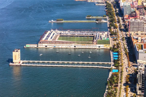 New York Hudson River Park Tenis Courts Campo Calcio — Foto Stock