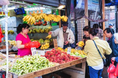 NEW YORK, USA - October 3, 2016 : Food and Vegetable market at Chinatown on Mott Street in New York City