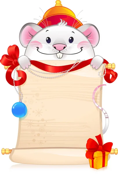 La rata blanca metálica - el símbolo del horóscopo chino para Nuevo Año . — Vector de stock