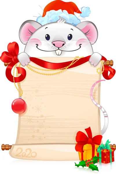 La rata blanca metálica - el símbolo del horóscopo chino para Nuevo Año — Vector de stock