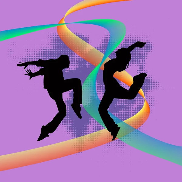 Conjunto de bailarines silueta — Vector de stock