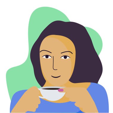 Bir kadın bir fincan çay ya da kahve tutuyor. Sıcak bir içki nin keyfi.