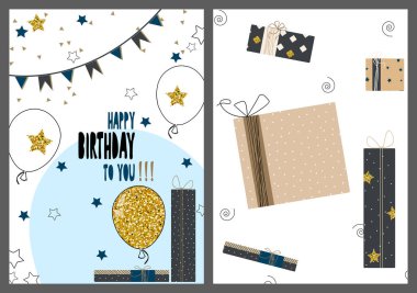 Mutlu yıllar el tebrik dizi modern kartı arka plan çizilmiş.