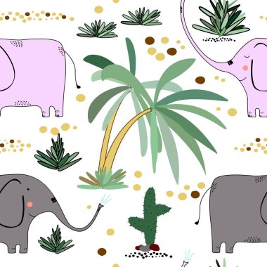 Sevimli çizgi hayvanlar ile yaratıcı Dikişsiz çocukça desen.