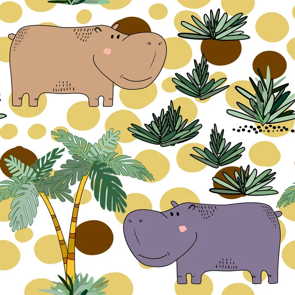 Creative seamless childish pattern with cute cartoon animals. — Stock Vector
