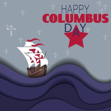 Gemi ve dalgalar mutlu Kolomb günü arka plan