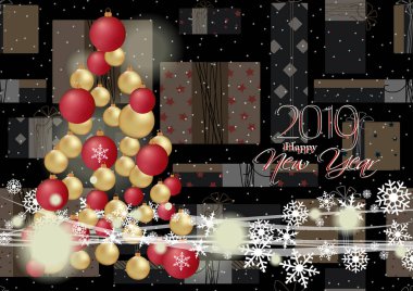 Mutlu yeni yıl 2019 kartı tasarımınız için.