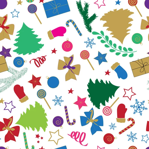 Merry Christmas seamless pattern with Christmas elements for your design. — Stock Vector