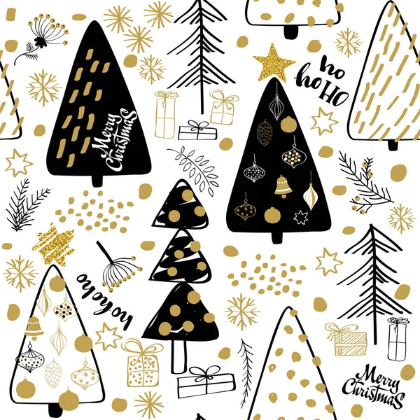 Invierno bosque de Navidad fondo creativo. Patrón sin costura — Vector de stock