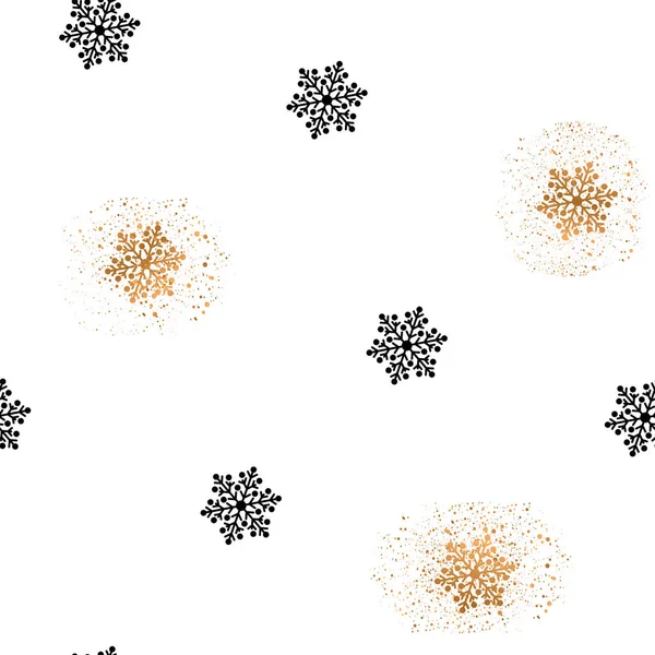 검정색과 금색 snowflackes와 원활한 패턴 배경. — 스톡 벡터