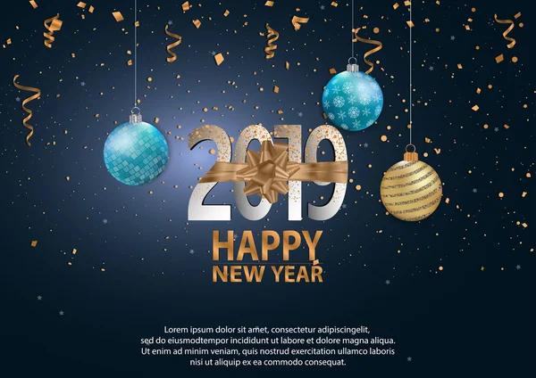 Happy New Year 2019 Holiday luxury Vector Illustration. - Stok Vektor