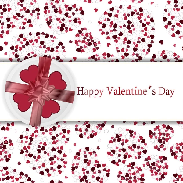 Happy Valentines Day card with red and rose hearts. — Stock Vector