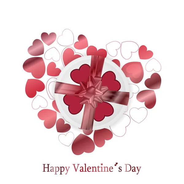 Happy Valentines Day card with red and rose hearts. — Stock Vector