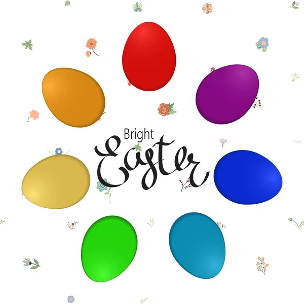 Húsvéti összetétele, a tojás és a virágok handdrawn. — Stock Vector