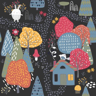 Sonbahar ormanı, sonbahar ağaçlarıyla kusursuz bir arka plan oluşturur.